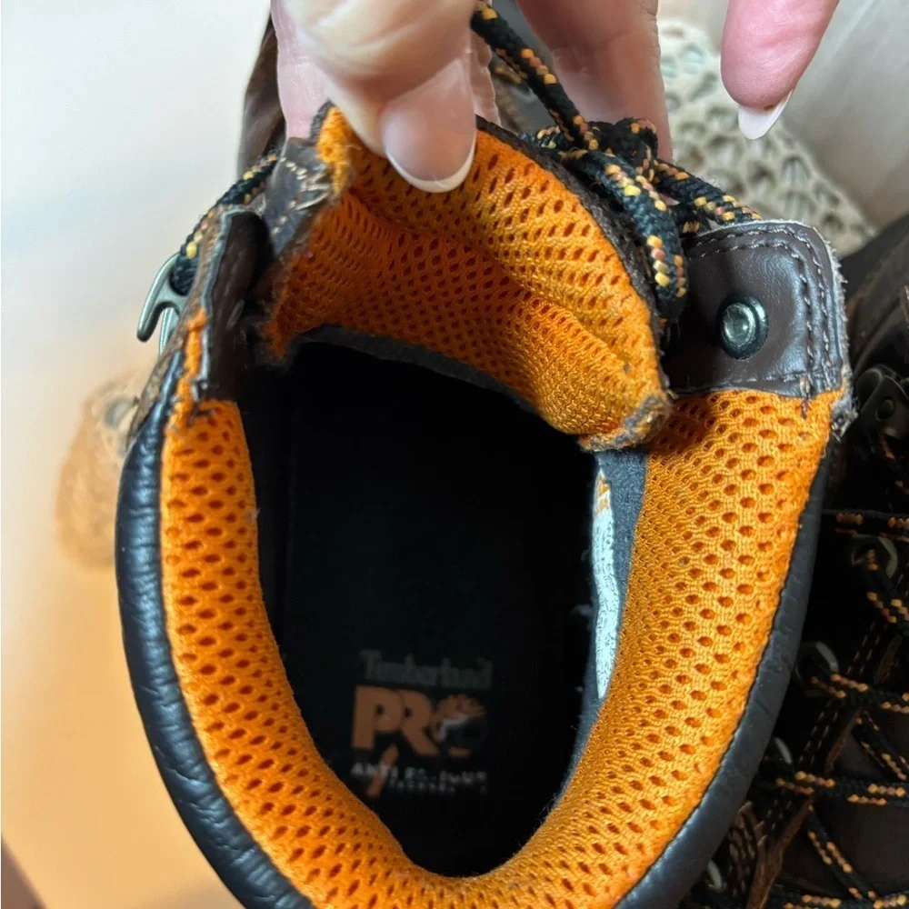 Timberland PRO Black Brown and Orange Work Boots Size 9W